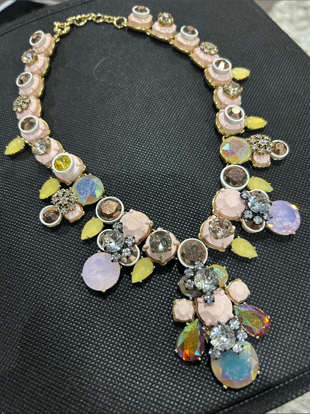 J. Crew Elegant Pink Crystal Statement Necklace - Pink Gold Multi - Picture 2 of 3